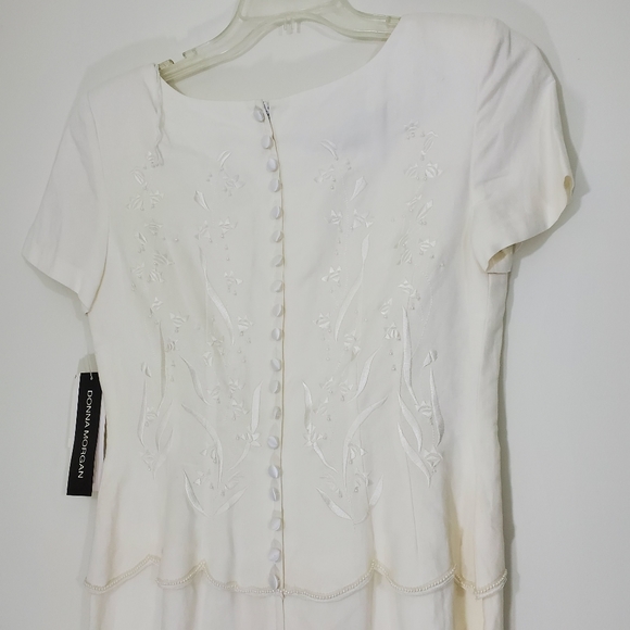 Donna Morgan Vintage Ivory Dress with Beaded front and buttoned back, Si… - Picture 9 of 14